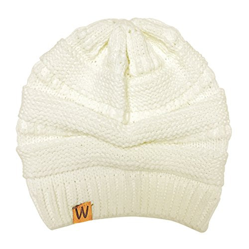 allydrew Winter Thick Knit Beanie Slouchy Beanie for Men & Women - color: Cream