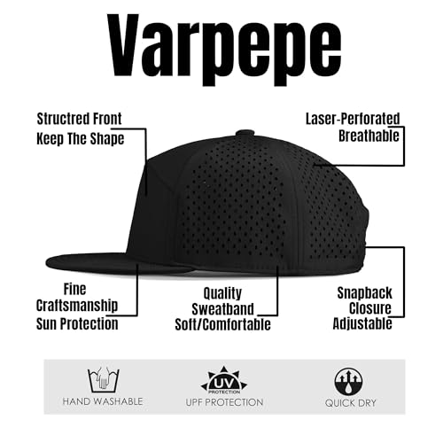 Performance Snapback Hats for Men Women,Flat Bill Cap,Golf,Running,Workout - color: 21.black