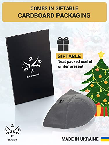 2SBR 2SABERS Fleece Winter Beanie with Visor - Men Women - Earflap Brim Skull Watch Cap Hat - color: Grey, size: Medium