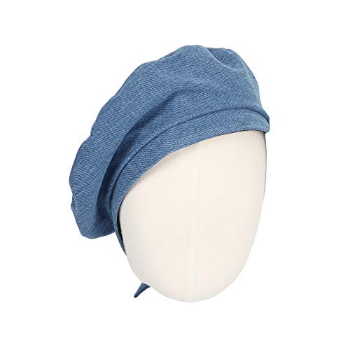 WITHMOONS Beret Hat Cool Denim Cotton British Style Strap Adjustable JDF1177 - color: Blue