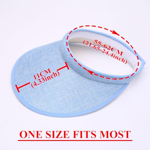 2 Pack Wide Brim Sun Visor Hats Women Men Large Clip-on Visors Hat UV Protection Outdoors Sports Golf Beach Cap - color: Navy+lightblue