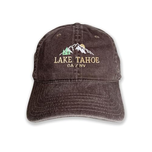 USmania Lake Tahoe Embroidered Cap hat Baseball hat Nature hat Mountain hat Camping hat Hiking hat - color: Brown