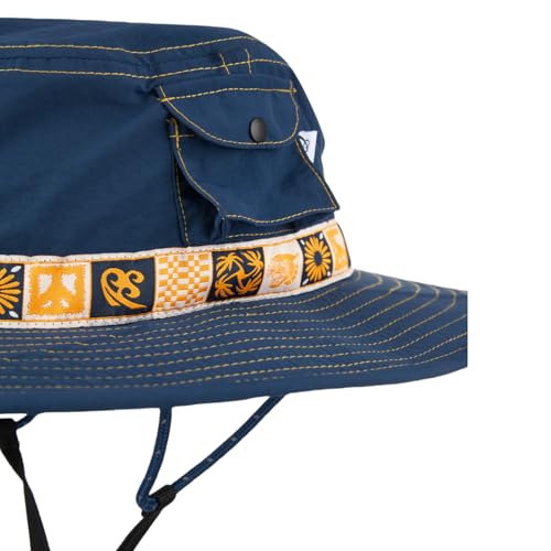 Color-Blocked Fisherman Style Sun Hat for Outdoor Camping, Surfing & Vacations - Wide Brim, UV Protective, Anti-Slip - color: A_navy