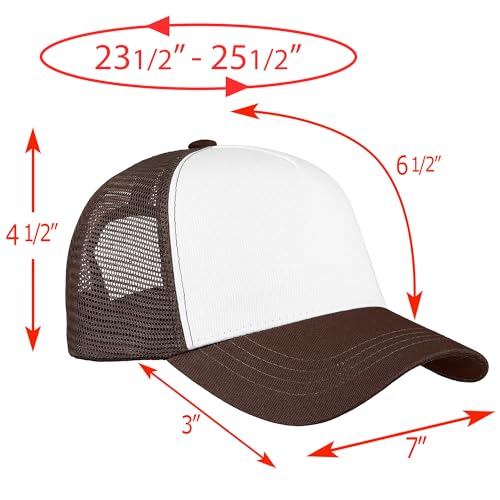 Falari 12 Pack Bulk Wholesale Mesh Trucker Hats 5 Panel and 6 Panel Baseball Caps for Men and Women - color: 5 Panel - Brown