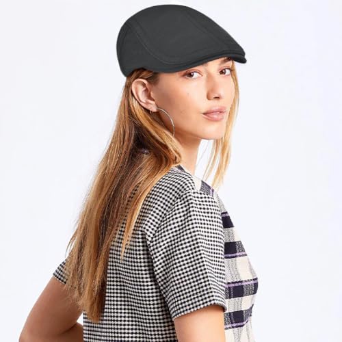 Initlove Mens Newsboy Cap Cotton Ivy Hat Beret Hats for Driving - color: Grey