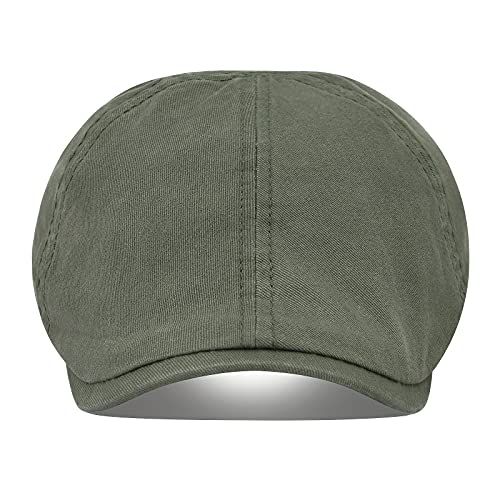 VOBOOM Cotton Flat Cabbie Hat Gatsby Ivy Irish Hunting Newsboy Cap - color: Army Green