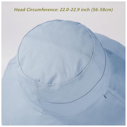 vidsel Womens Sun Hats Wide Brim Reversible Bucket Cotton Hat with Hat Clip - color: Blue, size: Medium
