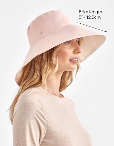 Solbari Women's Ultra Wide Brim Hat UPF 50+ - color: Soft Pink / Beige, size: Small-Medium