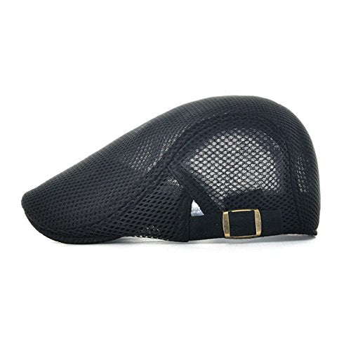 VOBOOM Men Mesh Newsboy Flat Cap Ivy Cabbie Newsboy Cap - color: Black