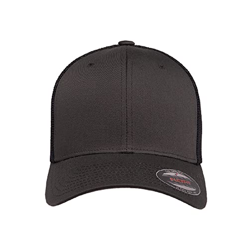 Flexfit 6511 핏 미드 프로파일 스트레치 메시 패널 트러커 캡 - color: 차콜/네이비, size: S - M