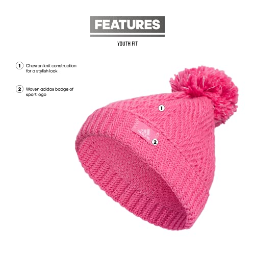 adidas Kids Twilight Ballie Pom Beanie - color: Pink Fusion/Orchid Fusion Purple