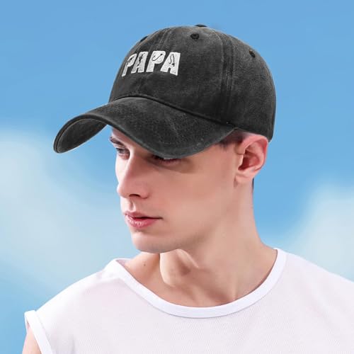 XYIYI Vintage Washed Distressed Baseball Cap Adjustable Cotton Dad Hat for Women Men - color: Papa Black