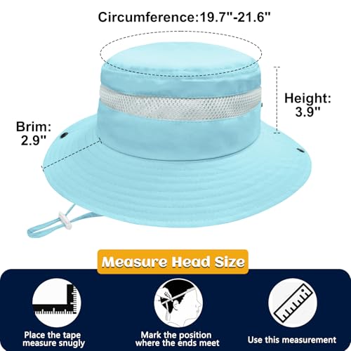 ZOORON Outdoor Kids Sun Hat UPF 50+ Quick Dry Bucket Hat for Boys Girls - color: 1pack-aqua Blue