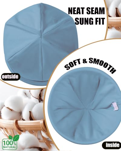 100% T-Shirt Cotton Slouchy Beanie Women Men,Lightweight Chemo Hat - color: Light Blue(2-layer)