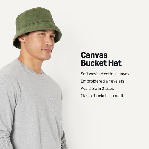 Amazon Essentials Men's Washed Cotton Canvas Bucket Hat - color: Olive, size: Large-X-Large