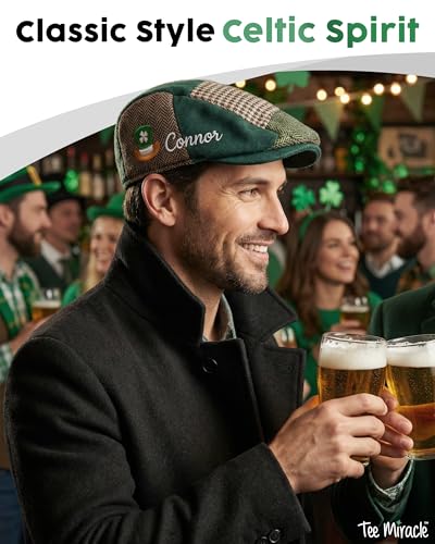 Personalized Newsboy Hats for Men - Add Name/Initials - Classic Irish Flat Caps