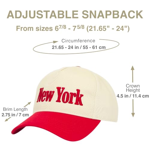 E BY ELIDAN New York Trucker Snapback Hat 3D Embroidered Baseball Cap - color: Cream Red