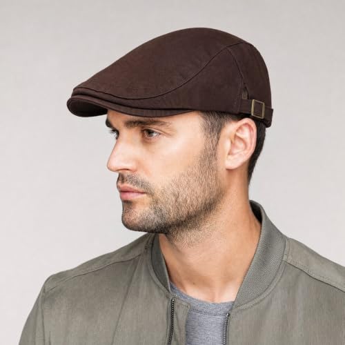 Initlove Mens Newsboy Cap Cotton Ivy Hat Beret Hats for Driving - color: B Coffee