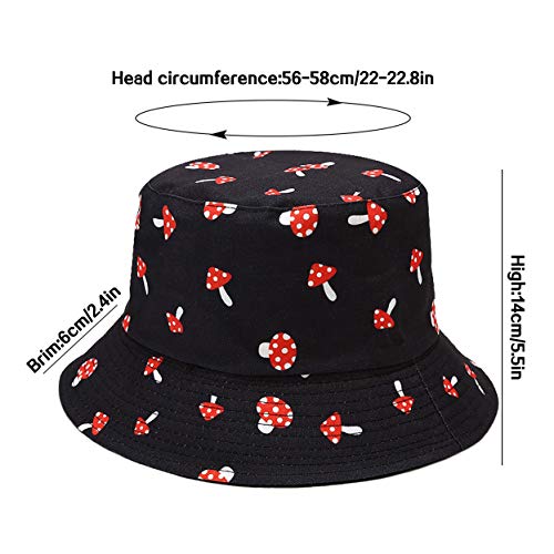 Unisex Bucket Hat Beach Sun Hat Aesthetic Fishing Hat for Men Women Teens, Reversible Double-Side-Wear - color: Mushroom