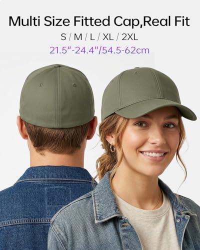 Zylioo XXL Fitted Hats for Men Big Heads, Closed Back Baseball Cap Cotton - color: Army Green, size: X-Large-XX-Large
