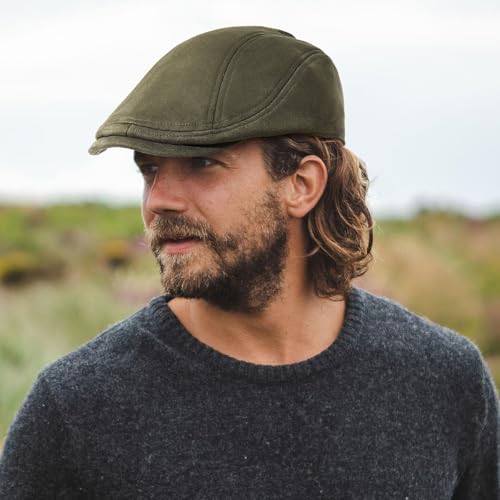 Xinveen Suede Cap Newsboy Hat Elastic Adjustment Beret Ivy Cap Irish Cabbie Driving Hunting Hats - color: Olive Green
