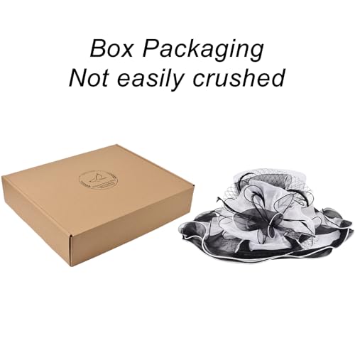 2026 Kentucky Derby Hat for Women Ladies, Organza Veil Feather Fascinator for Tea Party Church UV Protection Sun Hat - color: L-s10-4171-wtbk
