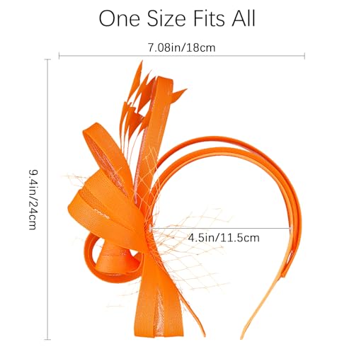 Fascinators Hats for Women, Fascinator Headband Tea Party Hat - color: Orange