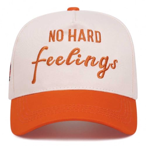Funny Hat No Hard Feelings Trucker Hats Vintage Baseball Cap Unisex - color: Beige-orange