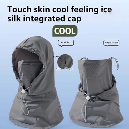 Summer Balaclava Hat Face Mask with Neck Guard UV Protection Full Head Mask for Men Women Fishing Cycling - color: Gray-b