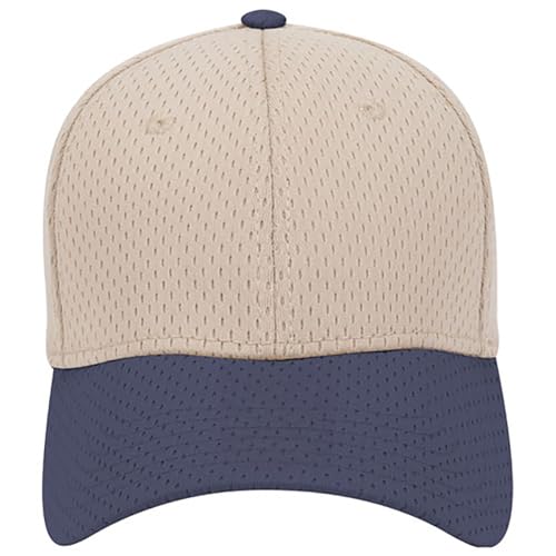 Ashen Fane 6 Panel Polyester Pro Mesh Low Profile Baseball Cap - color: Navy Khaki