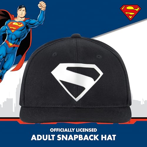 Concept One Unisex Adult DC Comics Superman Baseball Cap, Adult Adjustable Snapback Hat with Flat Brim for Men and Women - color: Black