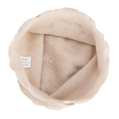 Womens Gatsby 1920s Winter Wool Cap Beret Beanie Crochet Bucket Flower Hat A285 - color: White