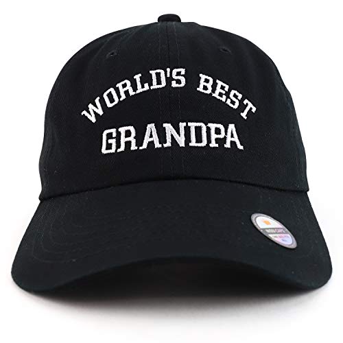 Trendy Apparel Shop World's Best Grandpa Embroidered Low Profile Soft Cotton Dad Hat Cap - color: Black