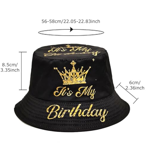 Bucket Hat Beach Sun Hat Fishing Hat for Women Men, Summer Outdoor Travel Packable Fisherman Hat - color: Birthday Crown
