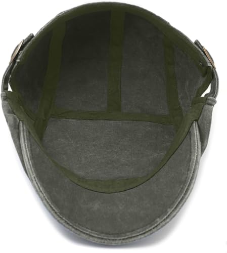 Initlove Mens Newsboy Cap Washed Beret Ivy Hat Flat Hats for Cabbie Driving - color: Black + Green