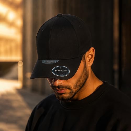 Flexfit NU Tri-Layer Athletic Fitted Baseball Cap with Seam-Sealed Taping - color: Black, size: Large-X-Large