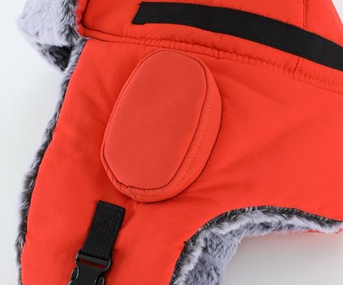 Connectyle Men's Trapper Hat with Faux Fur Linning Eskimo Windproof Winter Warm Hats Ushanka Hunting Hat - color: Orange