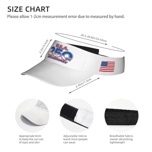USA Visor Hat Sun Adjustable Sports Beach Cap Men Women Adults - color: 250th Anniversary-white 2