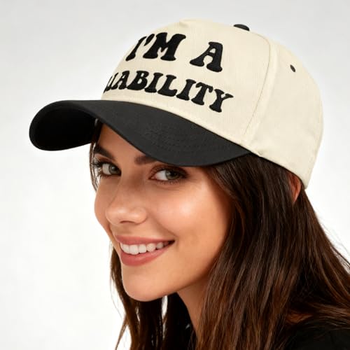 Vintage Canvas Embroidery Funny Hats Put It On My Husband's Tab Hat Adjustable Baseball Cap for Men Women - color: Black-a-i'm a Liability