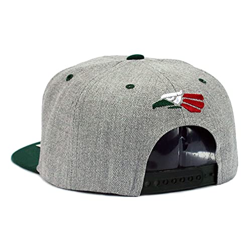 Mexican Mexico Hat Hecho En Mexico Eagle Aguila Snapback Flat Bill Baseball Cap - color: Heather Gray-green