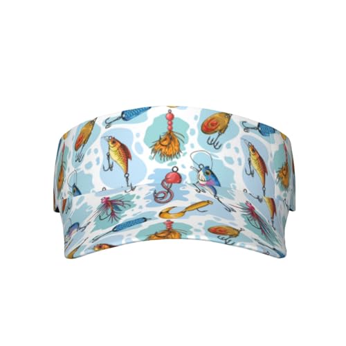 Sports Sun Visor Hats Adjustable Men Women Lightweight Packable Cooling Empty Top Visor Hat for Running, Tennis, Golf - color: Fishing Lures