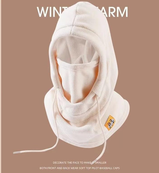 Winter Fleece Ski Mask for Men Women Balaclava Face Mask Windproof Thermal Hood Winter Full Face Neck Cover Warmer - color: Beige