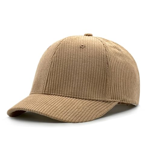 1.97'' Short Brim Stretch Fitted Baseball Caps Corduroy Structured Cap for Men and Women Curved Brim Trucker Hat K412 - color: Brown