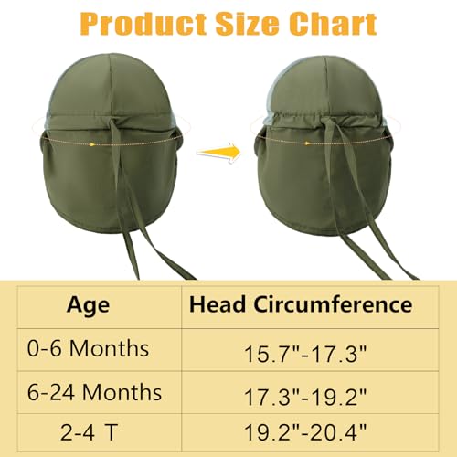 Baby Sun Hat with Breathable Mesh, UPF 50+ Boys Girls Toddler Swim - color: Army Green, size: 6-24 Months