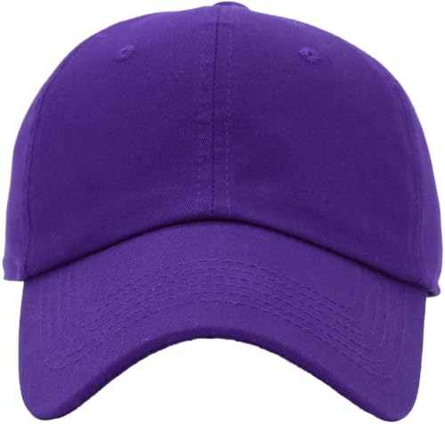 KBETHOS Classic Unisex Cotton Adjustable Low Crown Baseball Cap – Plain Dad Hat - color: Purple (1 Pack)
