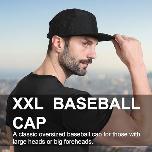 Mens Oversize XXL Flat Brim Baseball Cap - color: Dark Gray