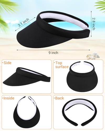 6 Pcs Sun Visor for Women Adjustable Golf Hat - color: Black, White, Navy Blue, Khaki, Pink, Fuchsia, style: Wide-brimmed Sun Hat