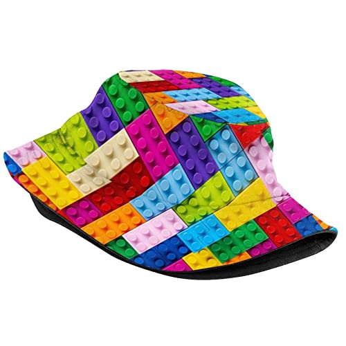 Dinosaur Skeletons Bucket Hat Fisherman Hat Beach Travel Sun Hat Outdoor Cap for Unisex Men Women - color: Stackable Plastic Toy Bricks