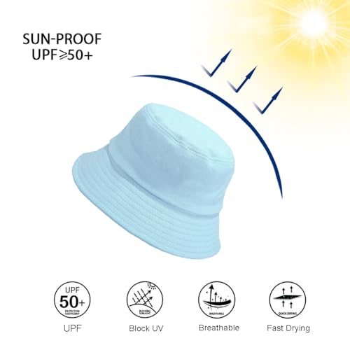 Wheebo Solid Color Bucket Hat for Women Summer Beach Fishmen Hat for Lady Adult Unisex Cotton Cap…… - color: A-sc-skyblue