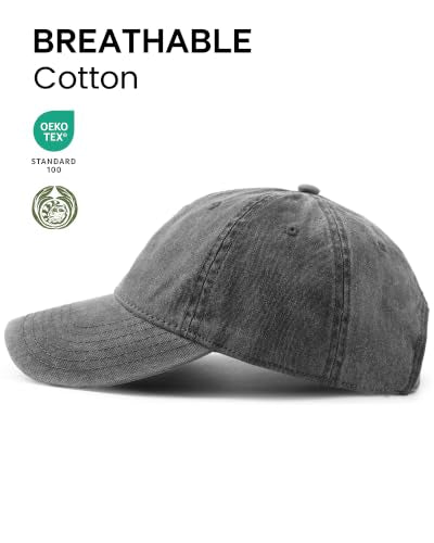 FURTALK 3 Packs Unisex Vintage Washed Cotton Distressed Baseball Cap - color: Black+navy+wine Red, size: Large-X-Large